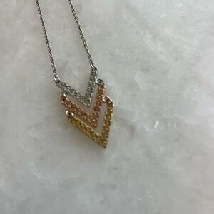 Touchstone Crystal by Swarovski Tri-Color Chevron Necklace